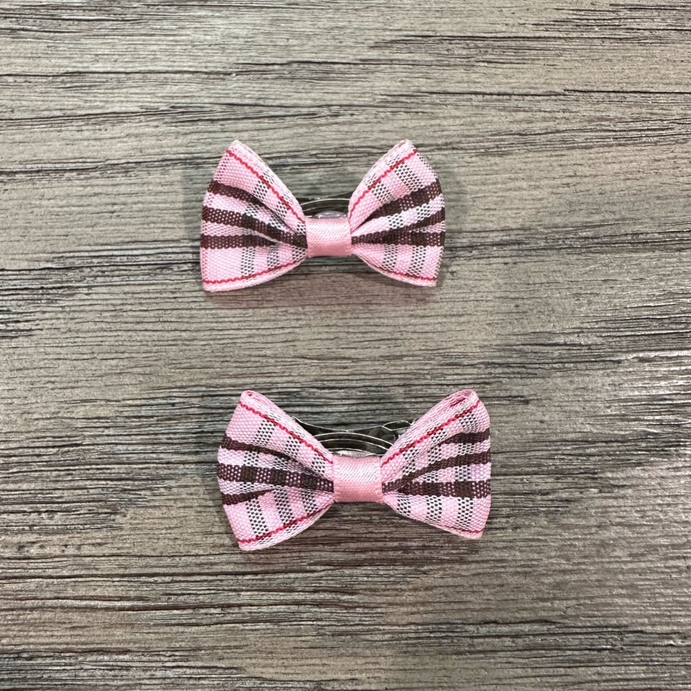 NWOT Barrettes for Dogs - pink plaid